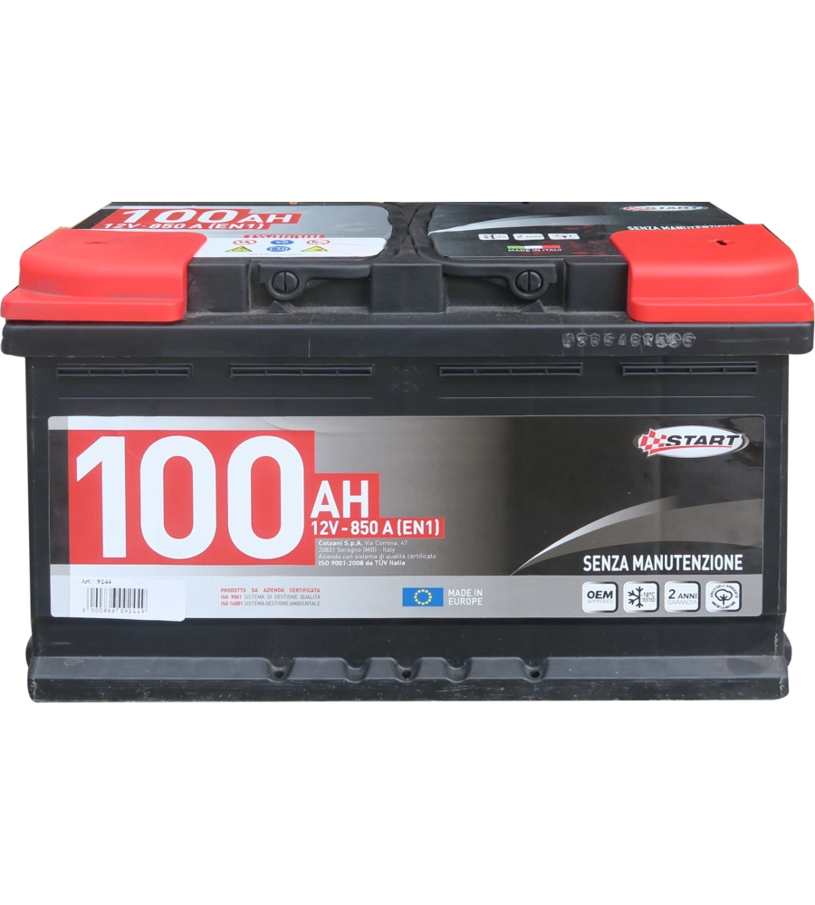 Batteria auto 100ah polo positivo:destro cassetta l4